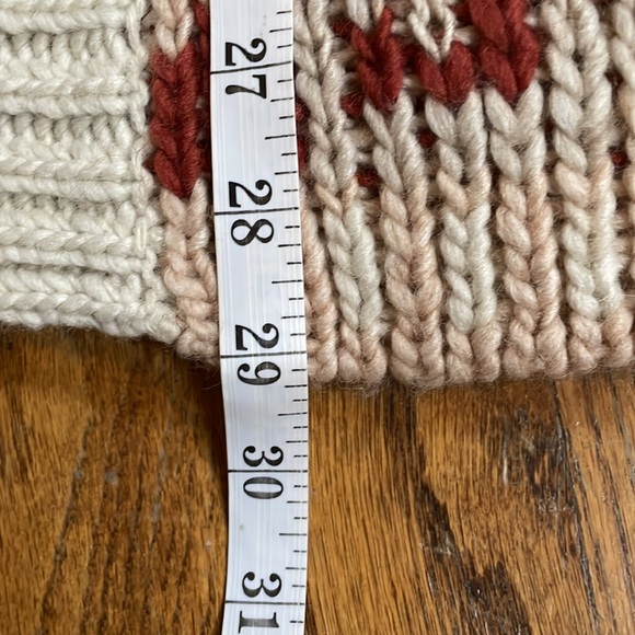 Free People Sz M Cream Peach & Rust Aztec Open Cardigan - Picture 6 of 7